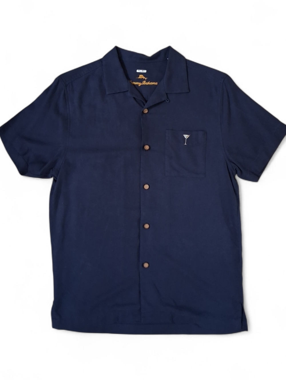 Tommy Bahama Shirt Mens S Blue Silk Marlin Bar Embroidered Camp Button Up - Picture 2 of 5